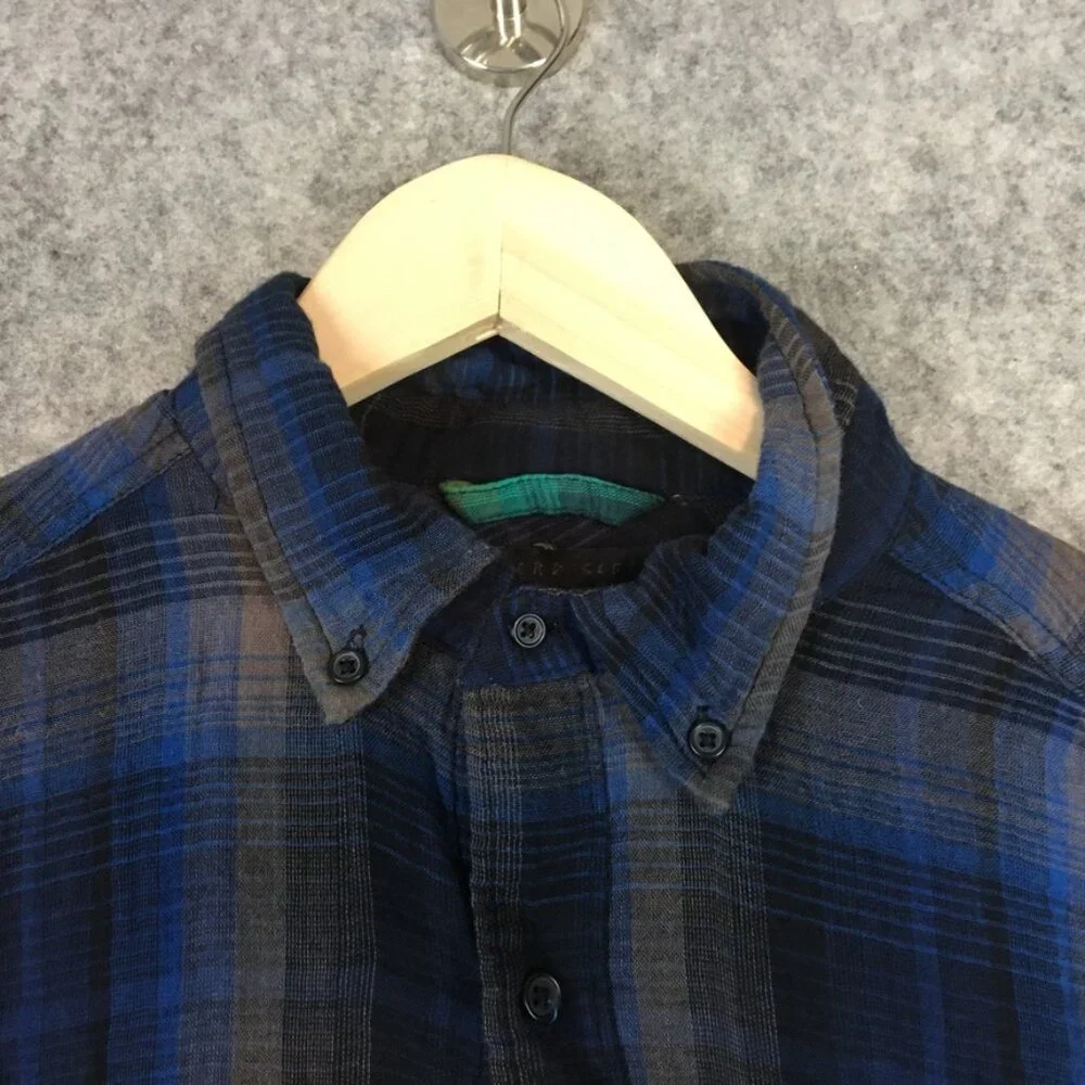 Urban Outfitters Standard Cloth Shirt S M XL Boyfriend Plaid Long Sleeve Blue